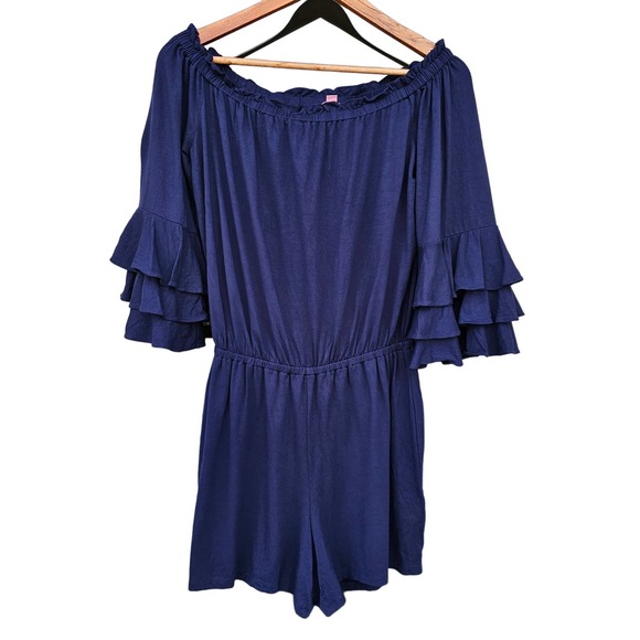 Lilly Pulitzer Calla Off the Shoulder Romper True Navy Size S - Picture 6 of 10